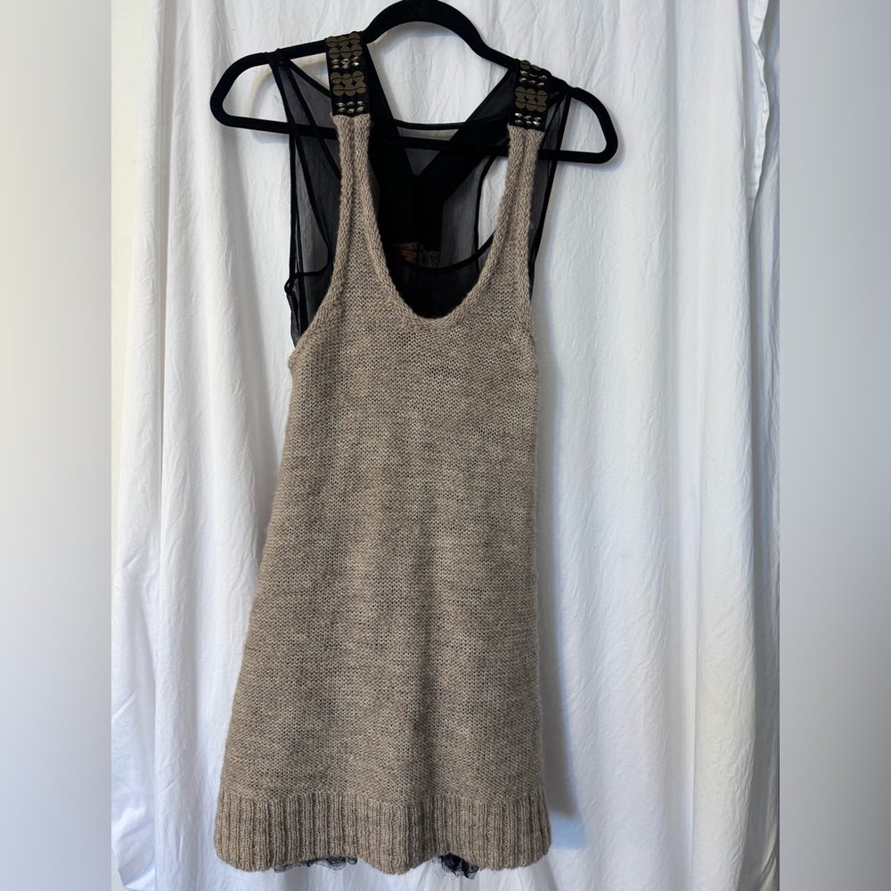 NWT Free People Rustic Sweater Dress Size Small W/Black Slip underColorOatmeal